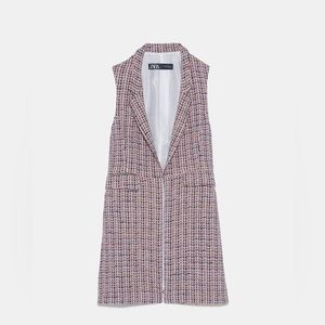 Zara Inverted Collar Tweed Vest